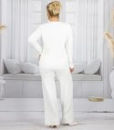 Dzianinowy zestaw dresowy z luźną bluzą i spodniami MARBELLA (Biały) Dzianinowy zestaw dresowy z luźną bluzą i spodniami MARBELLA (Biały)