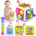 Edukacyjna kostka sensoryczna sorter kształtów klocki cymbałki 18m+ 688-62 Edukacyjna kostka sensoryczna sorter kształtów klocki cymbałki 18m+ 688-62