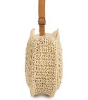 Okrągła pleciona torebka boho z długim paskiem (Beżowy)
