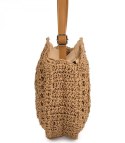 Okrągła pleciona torebka boho z długim paskiem (Brązowy) Okrągła pleciona torebka boho z długim paskiem (Brązowy)