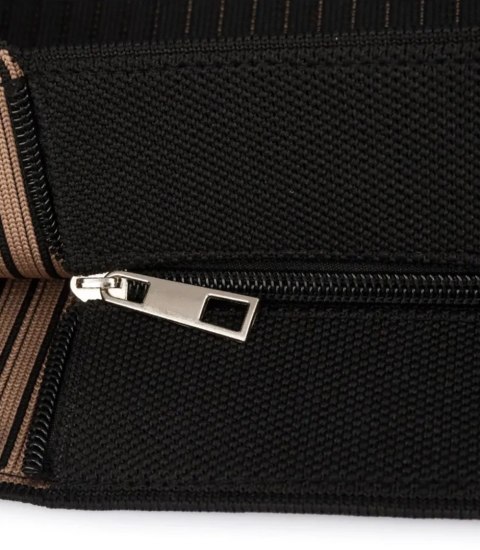 Torba shopper PARIS elegancka prążkowana na ramię z zamkiem (Czarny)