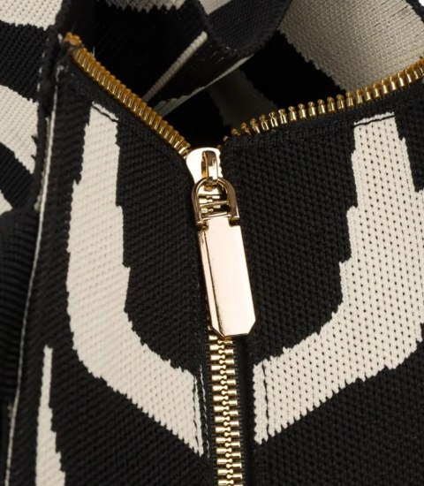 Torba shopper wzorzysta duża kolorowa na ramię z zamkiem (Biały || Wielokolorowy || Czarny)