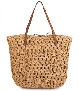 Ażurowa torebka boho na lato z podszewką i suwakiem (Brązowy)