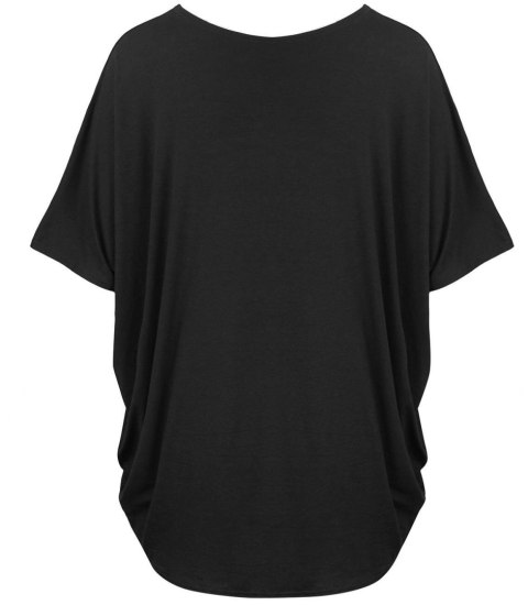 Klasyczna wygodna gładka bluzka oversize luźna elastyczna (Czarny) Klasyczna wygodna gładka bluzka oversize luźna elastyczna (Czarny)