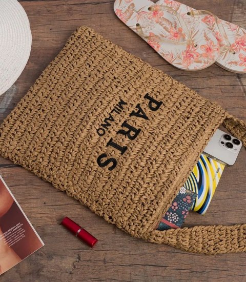 Lekka i pojemna torebka PARIS MILANO na ramię (Brązowy)