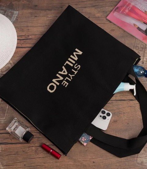 Pojemna torebka shopper STYLE MILANO (Beżowy || Czarny) Pojemna torebka shopper STYLE MILANO (Beżowy || Czarny)