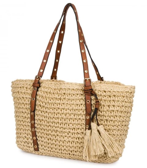Stylowa torebka boho z ozdobnymi ćwiekami i frędzlami (Beżowy) Stylowa torebka boho z ozdobnymi ćwiekami i frędzlami (Beżowy)