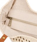 Stylowa torebka boho z plecionki i lnianym wnętrzem (Beżowy) Stylowa torebka boho z plecionki i lnianym wnętrzem (Beżowy)