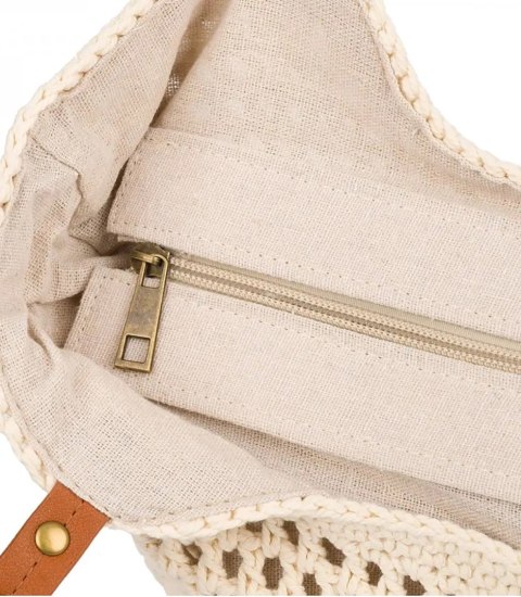 Stylowa torebka boho z plecionki i lnianym wnętrzem (Beżowy) Stylowa torebka boho z plecionki i lnianym wnętrzem (Beżowy)