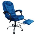 BOSS swivel chair with footrest and massager - BLUE VELVET KO22NW-MAT BOSS swivel chair with footrest and massager - BLUE VELVET KO22NW-MAT