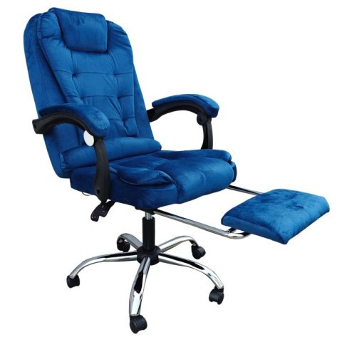 BOSS swivel chair with footrest and massager - BLUE VELVET KO22NW-MAT BOSS swivel chair with footrest and massager - BLUE VELVET KO22NW-MAT