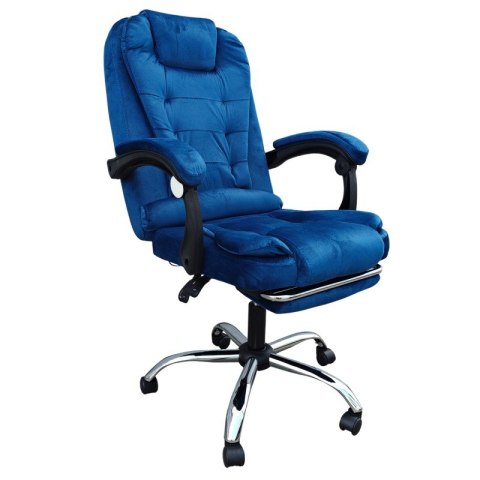 BOSS swivel chair with footrest and massager - BLUE VELVET KO22NW-MAT BOSS swivel chair with footrest and massager - BLUE VELVET KO22NW-MAT