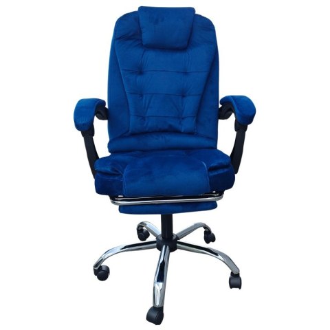 BOSS swivel chair with footrest and massager - BLUE VELVET KO22NW-MAT BOSS swivel chair with footrest and massager - BLUE VELVET KO22NW-MAT
