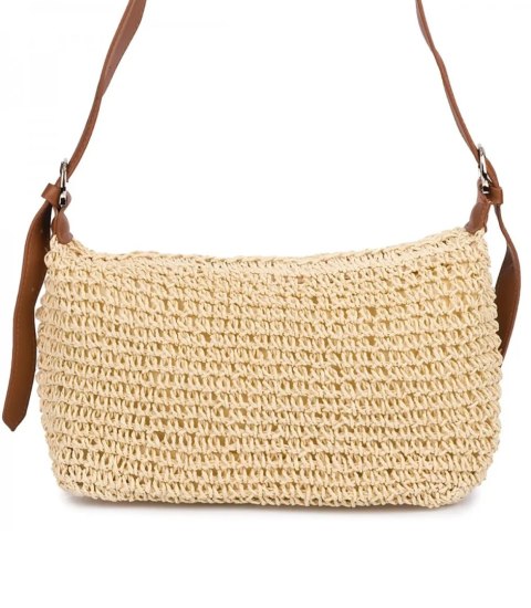 Boho torebka z rafii z regulowanym, grubszym paskiem (Beżowy) Boho torebka z rafii z regulowanym, grubszym paskiem (Beżowy)