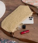 Boho torebka z rafii z regulowanym, grubszym paskiem (Beżowy) Boho torebka z rafii z regulowanym, grubszym paskiem (Beżowy)