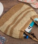 Boho torebka z rafii z regulowanym, grubszym paskiem (Beżowy) Boho torebka z rafii z regulowanym, grubszym paskiem (Beżowy)