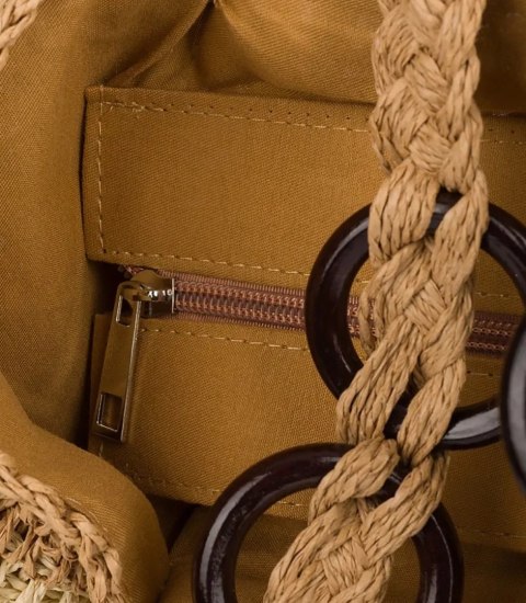 Boho torebka z rafii z regulowanym, grubszym paskiem (Beżowy) Boho torebka z rafii z regulowanym, grubszym paskiem (Beżowy)