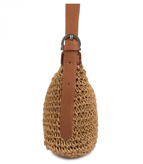 Boho torebka z rafii z regulowanym, grubszym paskiem (Brązowy) Boho torebka z rafii z regulowanym, grubszym paskiem (Brązowy)