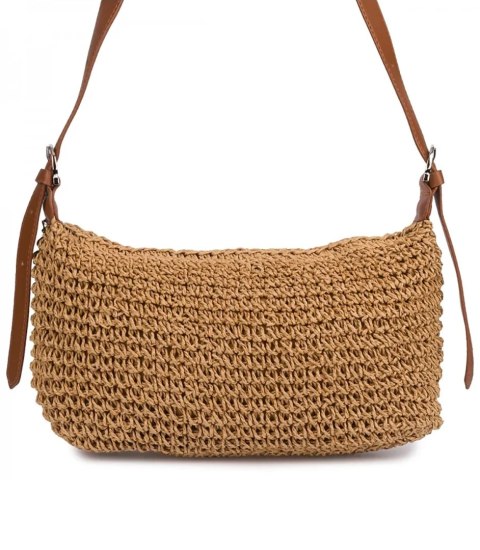 Boho torebka z rafii z regulowanym, grubszym paskiem (Brązowy) Boho torebka z rafii z regulowanym, grubszym paskiem (Brązowy)