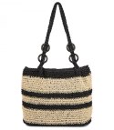 Boho torebka z rafii z regulowanym, grubszym paskiem (Czarny) Boho torebka z rafii z regulowanym, grubszym paskiem (Czarny)