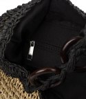 Boho torebka z rafii z regulowanym, grubszym paskiem (Czarny) Boho torebka z rafii z regulowanym, grubszym paskiem (Czarny)