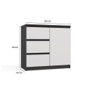 Komoda Malwa 1D3S ANTRACYT / BIAŁY Komoda Malwa 1D3S ANTRACYT / BIAŁY