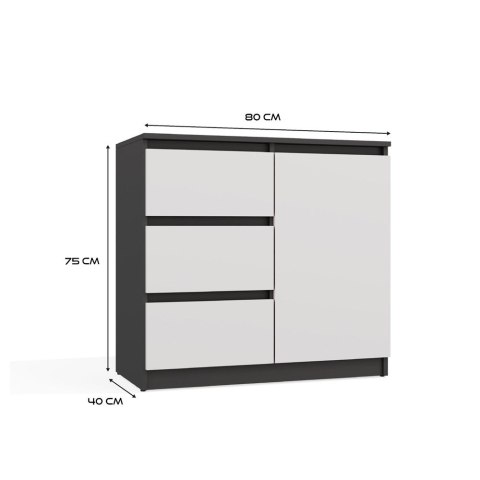Komoda Malwa 1D3S ANTRACYT / BIAŁY Komoda Malwa 1D3S ANTRACYT / BIAŁY