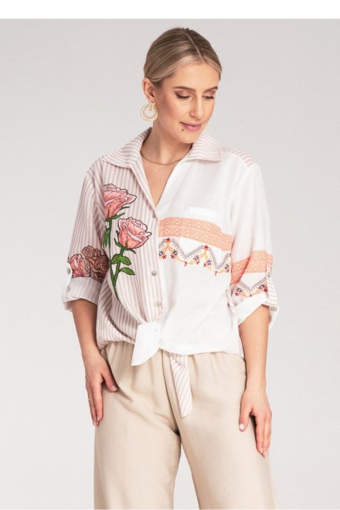 Koszula Damska Model M1120 Beige - Figl - S/M Koszula Damska Model M1120 Beige - Figl - S/M