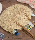 Okrągła torebka boho z plecionki z napisem „Bohème" (Beżowy) Okrągła torebka boho z plecionki z napisem „Bohème" (Beżowy)
