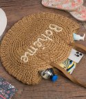 Okrągła torebka boho z plecionki z napisem „Bohème" (Brązowy) Okrągła torebka boho z plecionki z napisem „Bohème" (Brązowy)