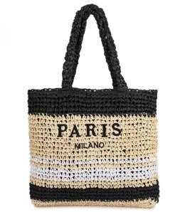 Torebka boho PARIS MILANO w paski (Beżowy)
