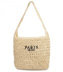 Torebka boho z plecionki z napisem PARIS MILANO (Beżowy)