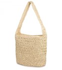 Torebka boho z plecionki z napisem PARIS MILANO (Beżowy)