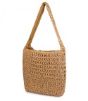 Torebka boho z plecionki z napisem PARIS MILANO (Brązowy) Torebka boho z plecionki z napisem PARIS MILANO (Brązowy)