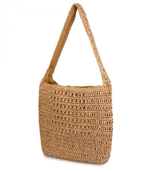 Torebka boho z plecionki z napisem PARIS MILANO (Brązowy) Torebka boho z plecionki z napisem PARIS MILANO (Brązowy)