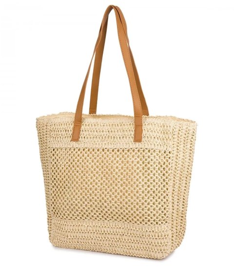 Torebka shopper boho z plecionki RIVE GAUCHE (Beżowy) Torebka shopper boho z plecionki RIVE GAUCHE (Beżowy)