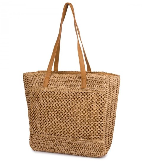 Torebka shopper boho z plecionki RIVE GAUCHE (Brązowy) Torebka shopper boho z plecionki RIVE GAUCHE (Brązowy)