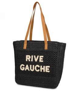 Torebka shopper boho z plecionki RIVE GAUCHE (Czarny)