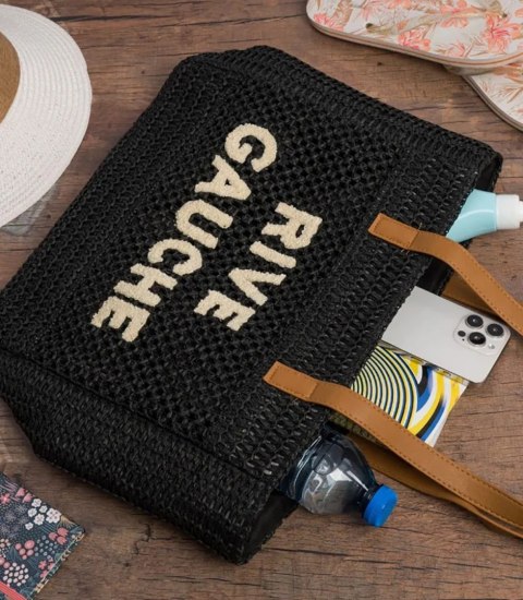 Torebka shopper boho z plecionki RIVE GAUCHE (Czarny) Torebka shopper boho z plecionki RIVE GAUCHE (Czarny)