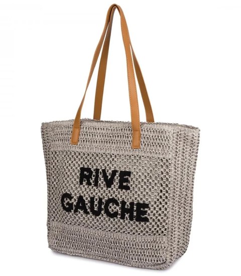 Torebka shopper boho z plecionki RIVE GAUCHE (Szary) Torebka shopper boho z plecionki RIVE GAUCHE (Szary)