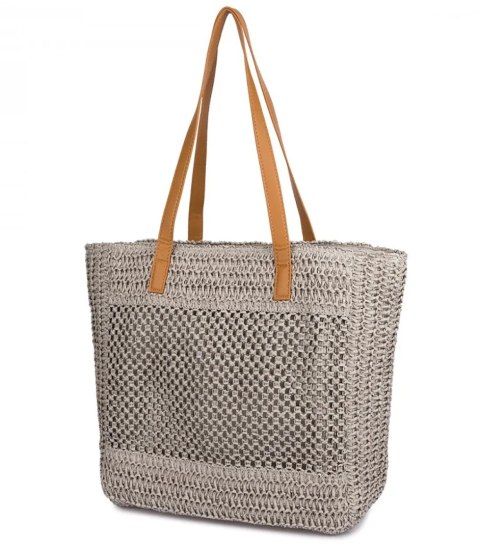 Torebka shopper boho z plecionki RIVE GAUCHE (Szary) Torebka shopper boho z plecionki RIVE GAUCHE (Szary)