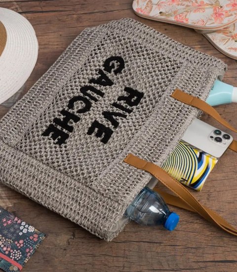 Torebka shopper boho z plecionki RIVE GAUCHE (Szary) Torebka shopper boho z plecionki RIVE GAUCHE (Szary)