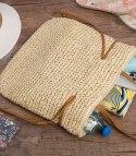 Torebka shopper boho z plecionki z troczkami i podszewką (Beżowy) Torebka shopper boho z plecionki z troczkami i podszewką (Beżowy)
