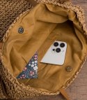 Torebka shopper boho z plecionki z troczkami i podszewką (Brązowy) Torebka shopper boho z plecionki z troczkami i podszewką (Brązowy)