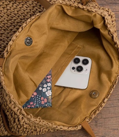 Torebka shopper boho z plecionki z troczkami i podszewką (Brązowy) Torebka shopper boho z plecionki z troczkami i podszewką (Brązowy)