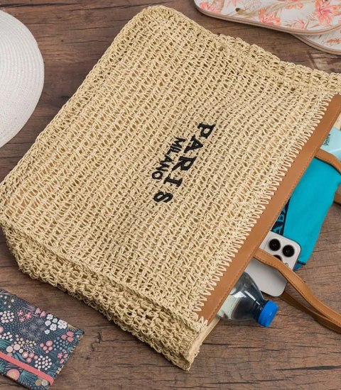 Torebka shopper z plecionki PARIS MILANO (Beżowy) Torebka shopper z plecionki PARIS MILANO (Beżowy)