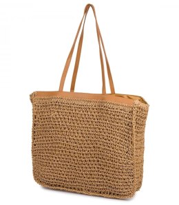 Torebka shopper z plecionki PARIS MILANO (Brązowy)