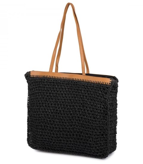 Torebka shopper z plecionki PARIS MILANO (Czarny) Torebka shopper z plecionki PARIS MILANO (Czarny)