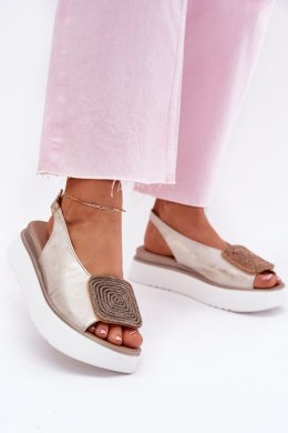 Sandały Model Zazoo 1786 Złoty Przecierany - Step in style - 39