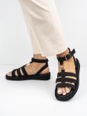 Sandały płaskie damskie z klamrą w kolorze Black - 41 Sandały płaskie damskie z klamrą w kolorze Black - 41